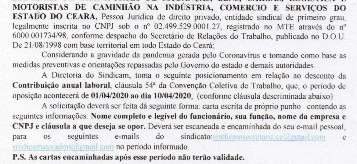 Oficio.071.Sindicam.ContribuiçãoAnual
